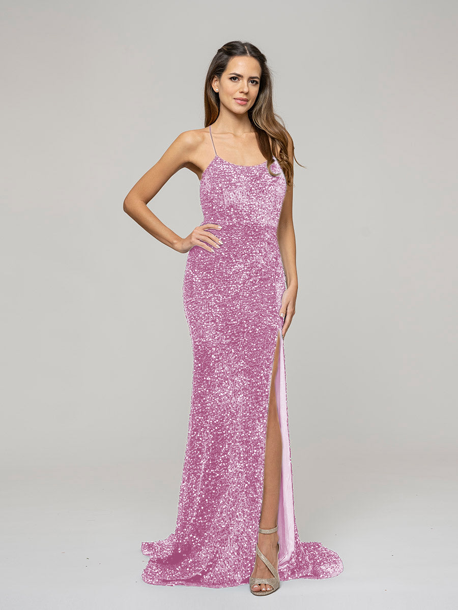 Long Formal Party Prom Gown With All Over Sequin