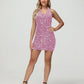 Halter V Neck Velvet Sequin Sheath Homecoming Dresses