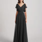 Open Flutter Sleeve Pleated Bodice A Line Bridesmaid Dresses