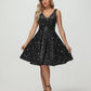 Straps V Neck Velvet Sequin A Line Homecoming Dresses