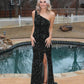 Gorgeous One Shoulder Fitted Prom Dresses With Slit