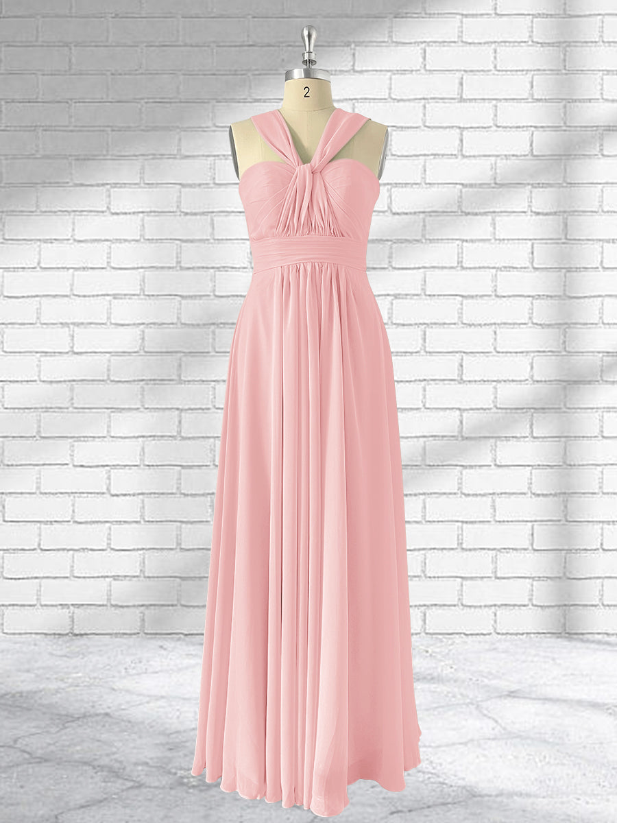 Floor Length Chiffon A Line Convertible Bridesmaid Dresses