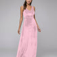 Velvet V Neck Straps A Line Long Bridesmaid Dresses