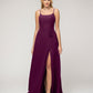 A Line Scoop Neckline Chiffon Slit Belt Bridesmaid Dresses