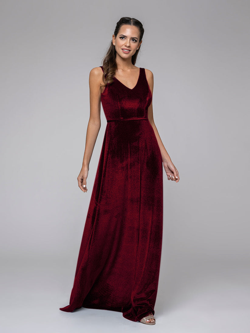 burgundy velvet bridesmaid dresses