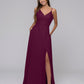 V Neck Spaghetti Strap Chiffon Bridesmaid Dresses With Slit