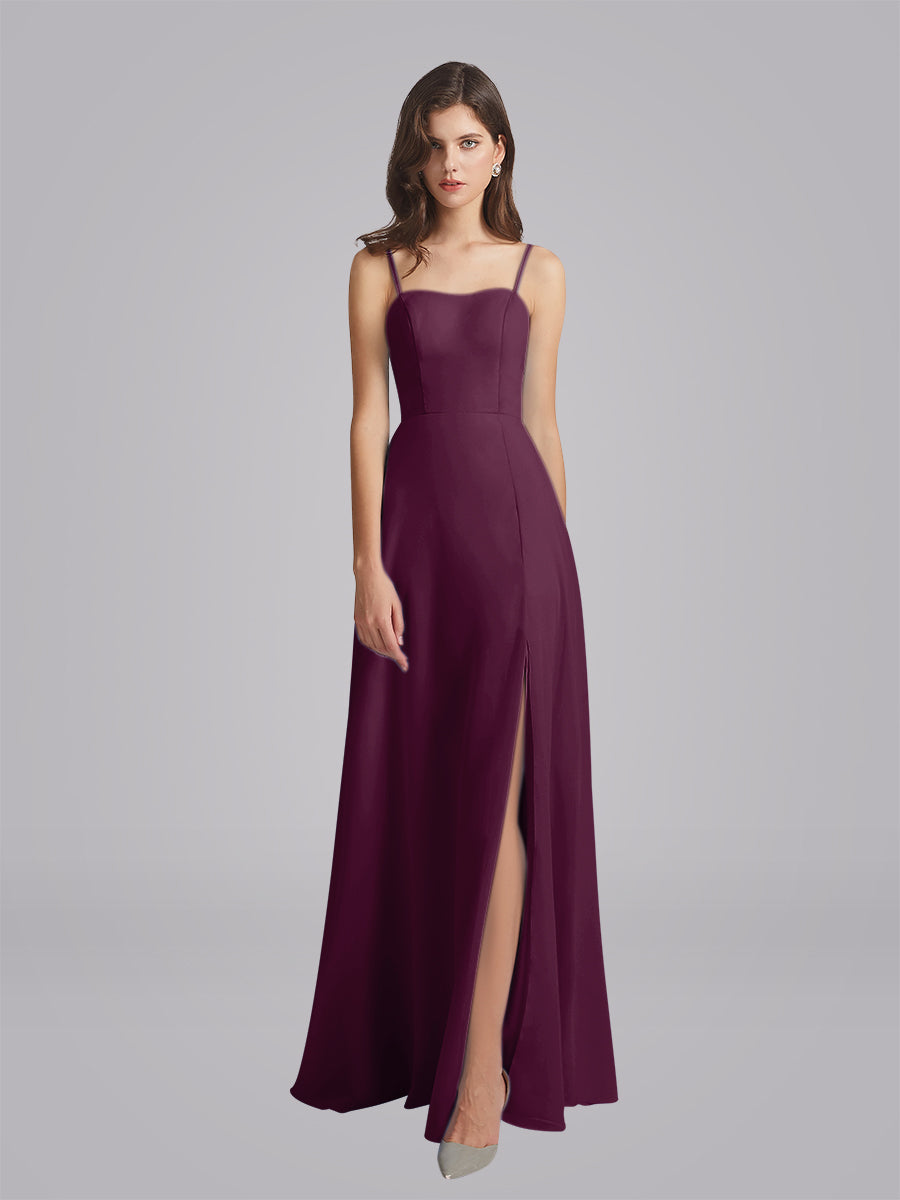 Long Chiffon Bridesmaid Dresses With Spaghetti Strap