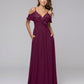 Cold Shoulder Open Back Chiffon Ruffles Long Bridesmaid Dresses