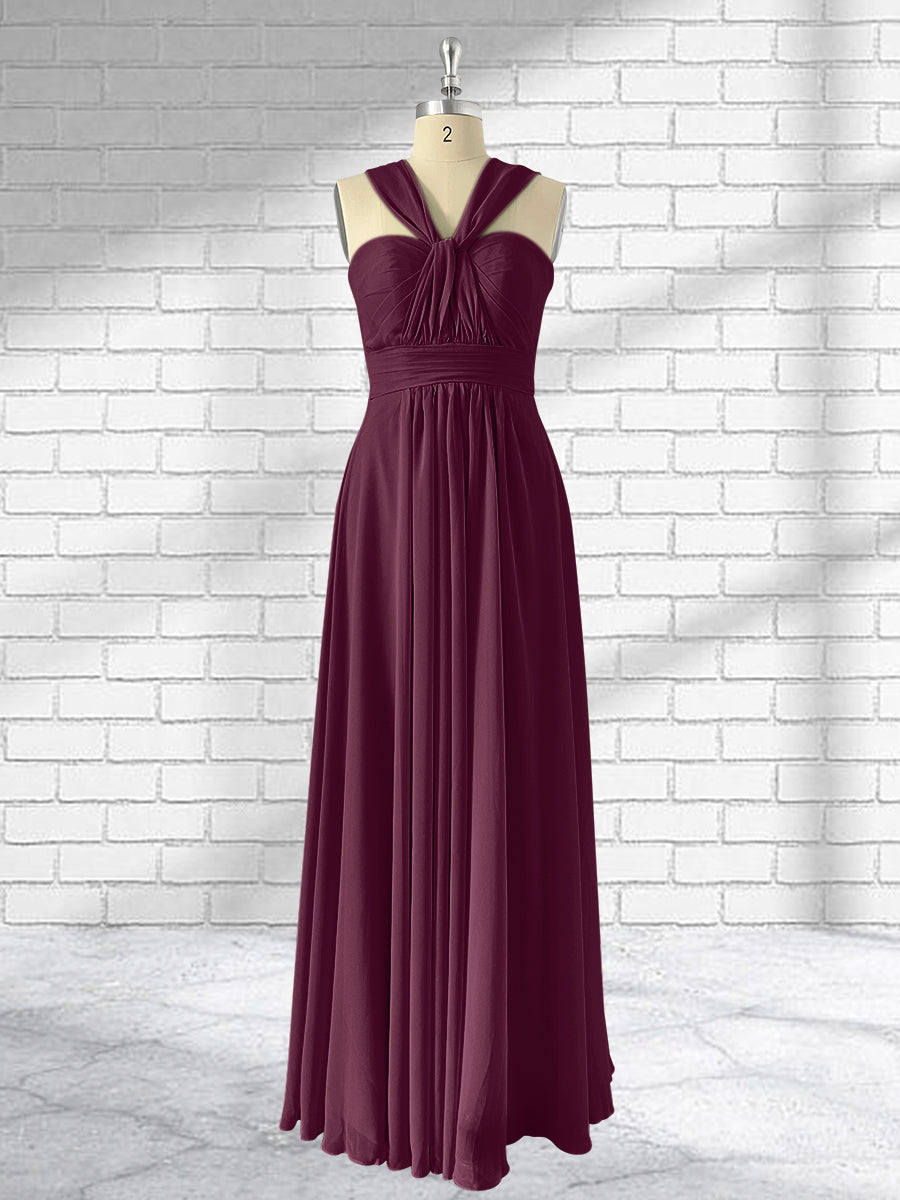 Floor Length Chiffon A Line Convertible Bridesmaid Dresses