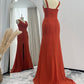 Sheath Cowl Neck Sleeveless Chiffon Bridesmaid Dresses With Slit and Ruffles