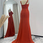 Sheath Cowl Neck Sleeveless Chiffon Bridesmaid Dresses With Slit and Ruffles