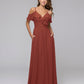 Cold Shoulder Open Back Chiffon Ruffles Long Bridesmaid Dresses