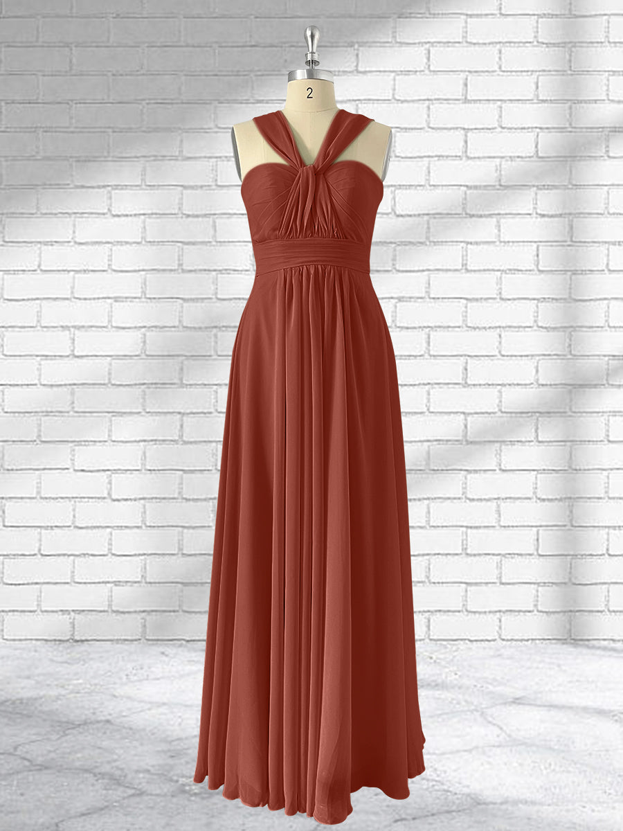 Floor Length Chiffon A Line Convertible Bridesmaid Dresses