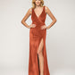 Sheath Floor Length Plunging V Neck Velvet Bridesmaid Dresses