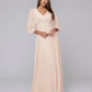 3/4 Lantern Sleeve V Neck Chiffon A Line Bridesmaid Dresses