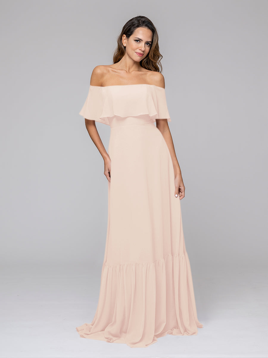 Bohemia A Line Chiffon Off The Shoulder Bridesmaid Dresses