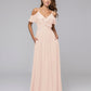 Cold Shoulder Open Back Chiffon Ruffles Long Bridesmaid Dresses