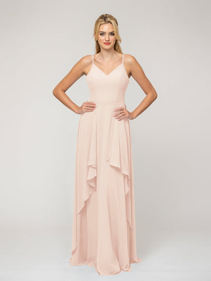 A Line Princess Spaghetti Strap Chiffon Bridesmaid Dresses