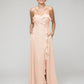 Ruffles Chiffon A Line Strapless Bridesmaid Dresses With Front Slit