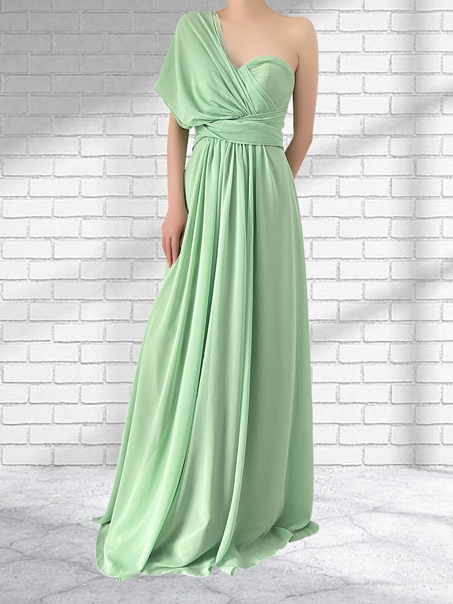 Floor Length Chiffon A Line Convertible Bridesmaid Dresses