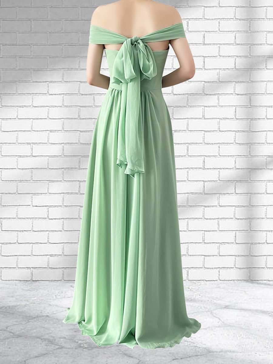 Floor Length Chiffon A Line Convertible Bridesmaid Dresses