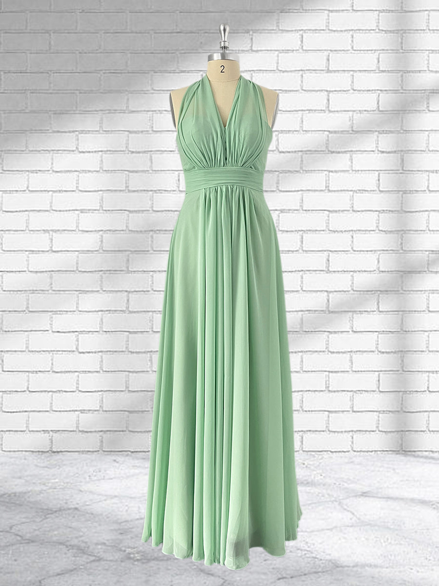 Floor Length Chiffon A Line Convertible Bridesmaid Dresses