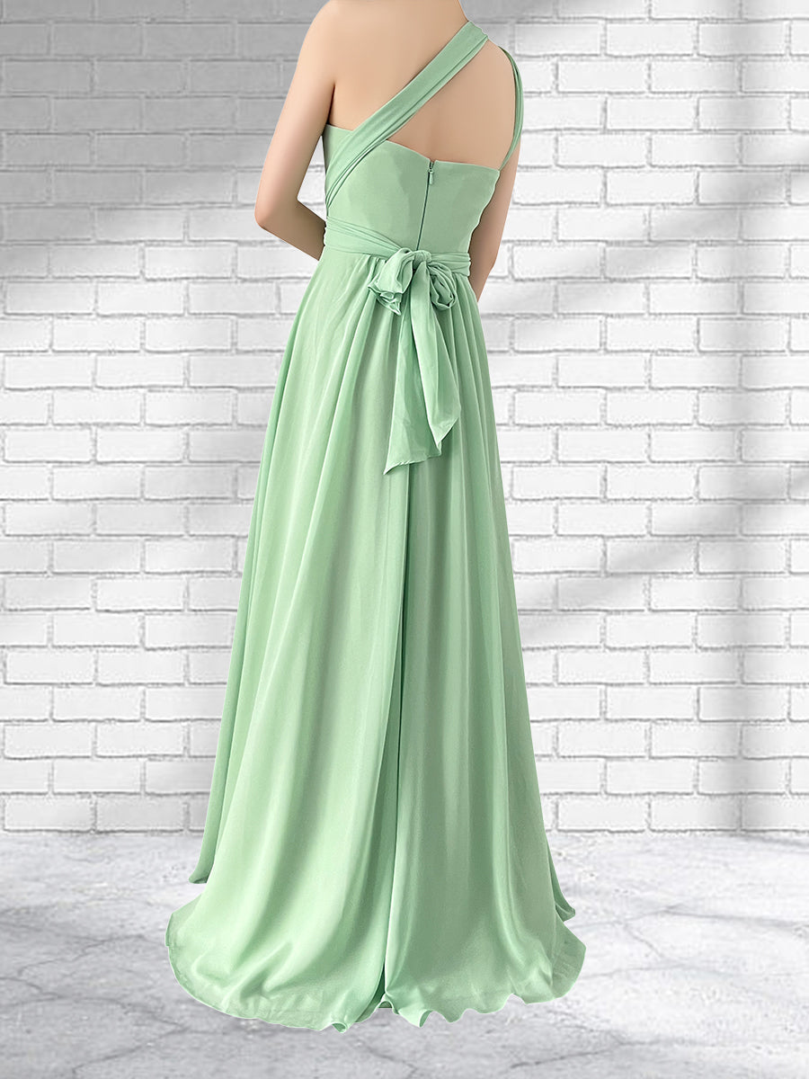 Floor Length Chiffon A Line Convertible Bridesmaid Dresses