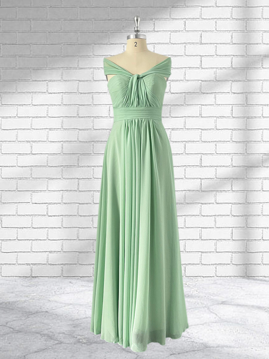 Floor Length Chiffon A Line Convertible Bridesmaid Dresses