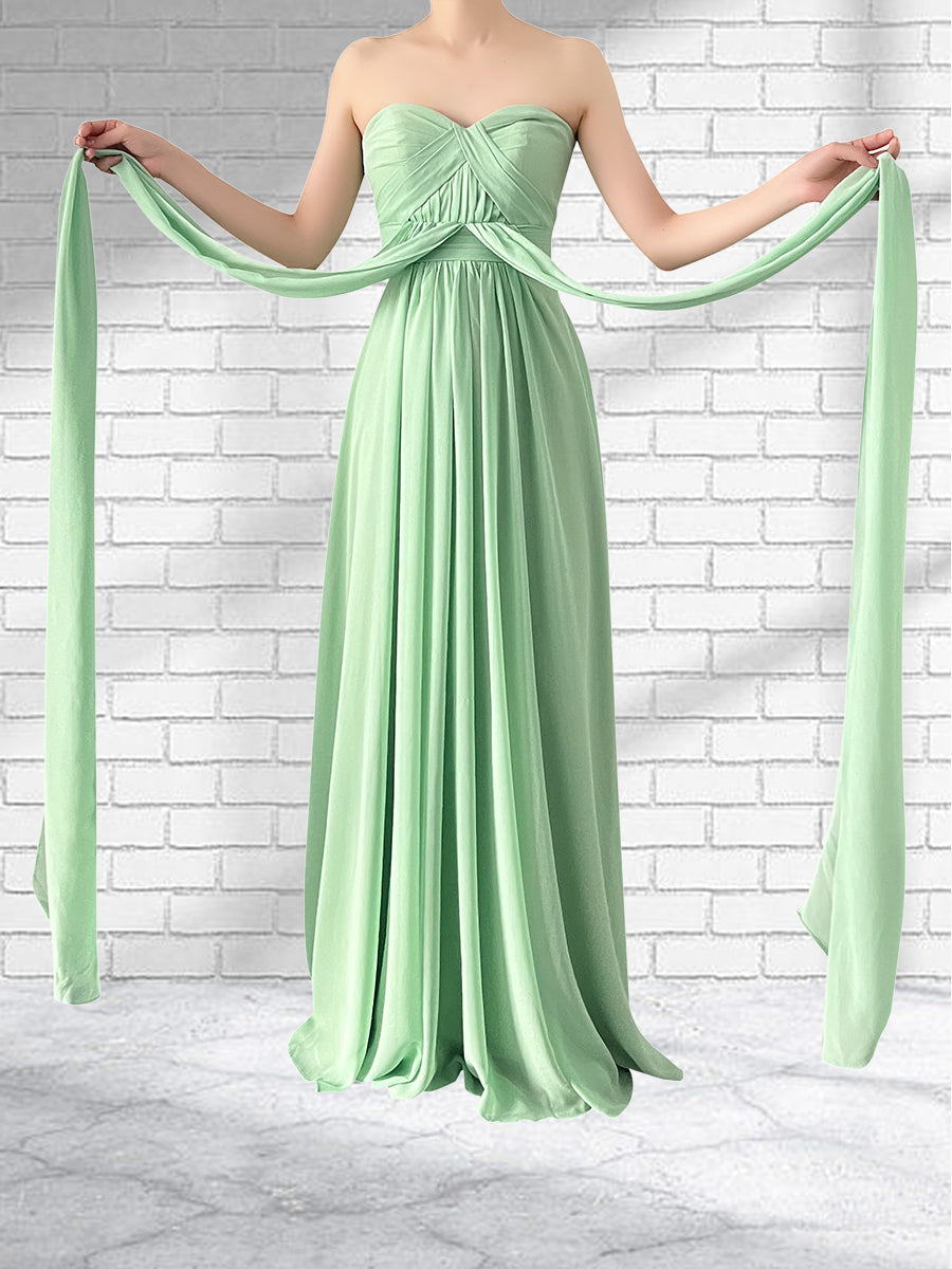 Floor Length Chiffon A Line Convertible Bridesmaid Dresses