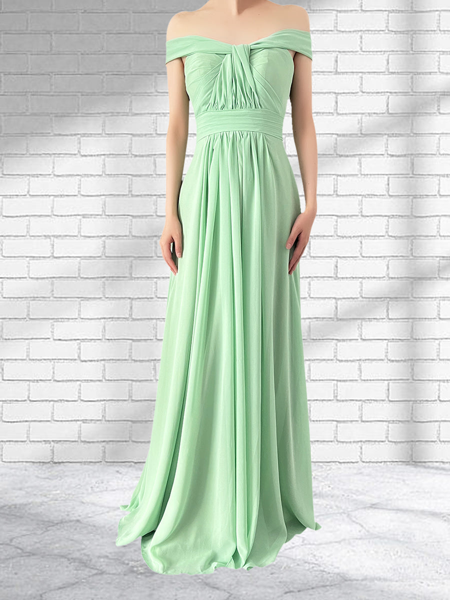 Floor Length Chiffon A Line Convertible Bridesmaid Dresses