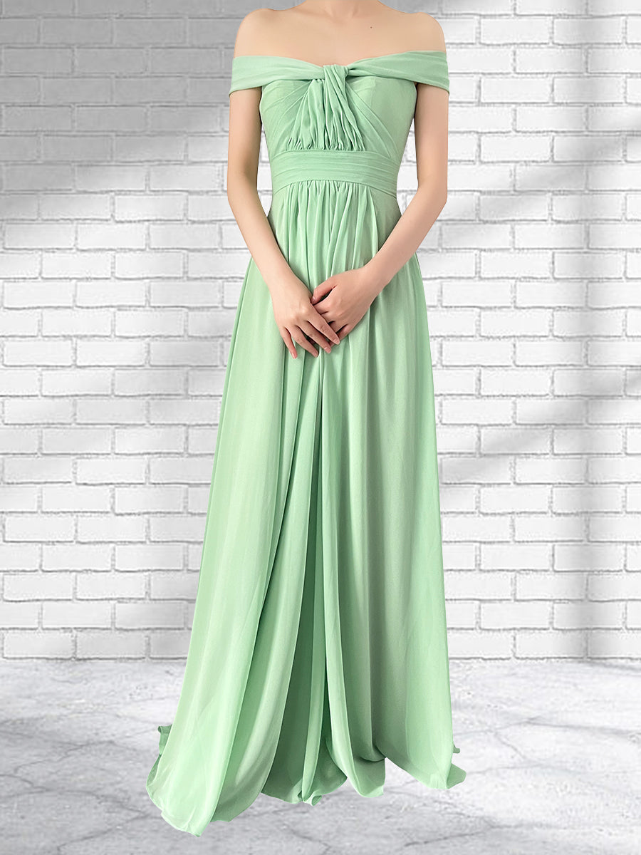 Floor Length Chiffon A Line Convertible Bridesmaid Dresses