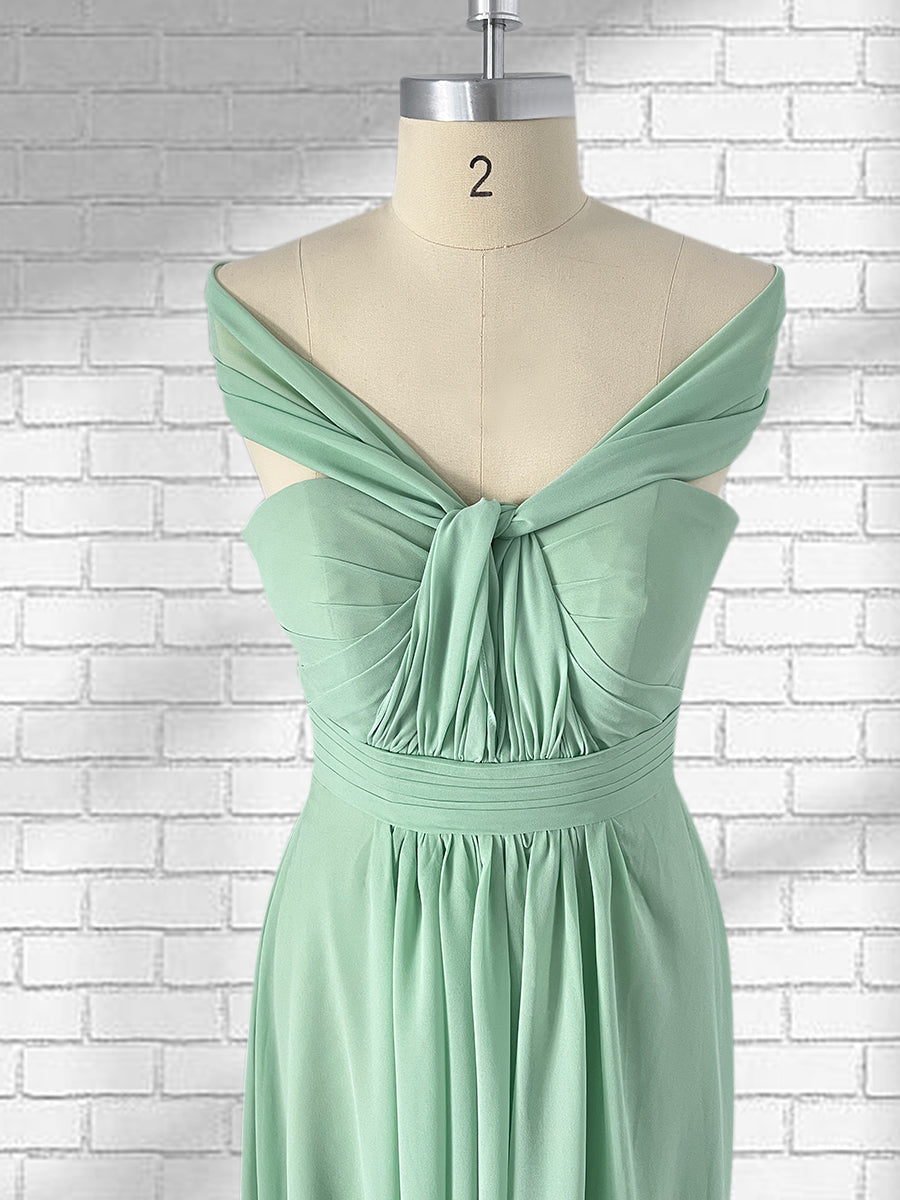 Floor Length Chiffon A Line Convertible Bridesmaid Dresses