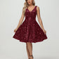 Straps V Neck Velvet Sequin A Line Homecoming Dresses