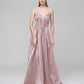 Plunging V Neck Criss Cross Back A Line Prom Dresses