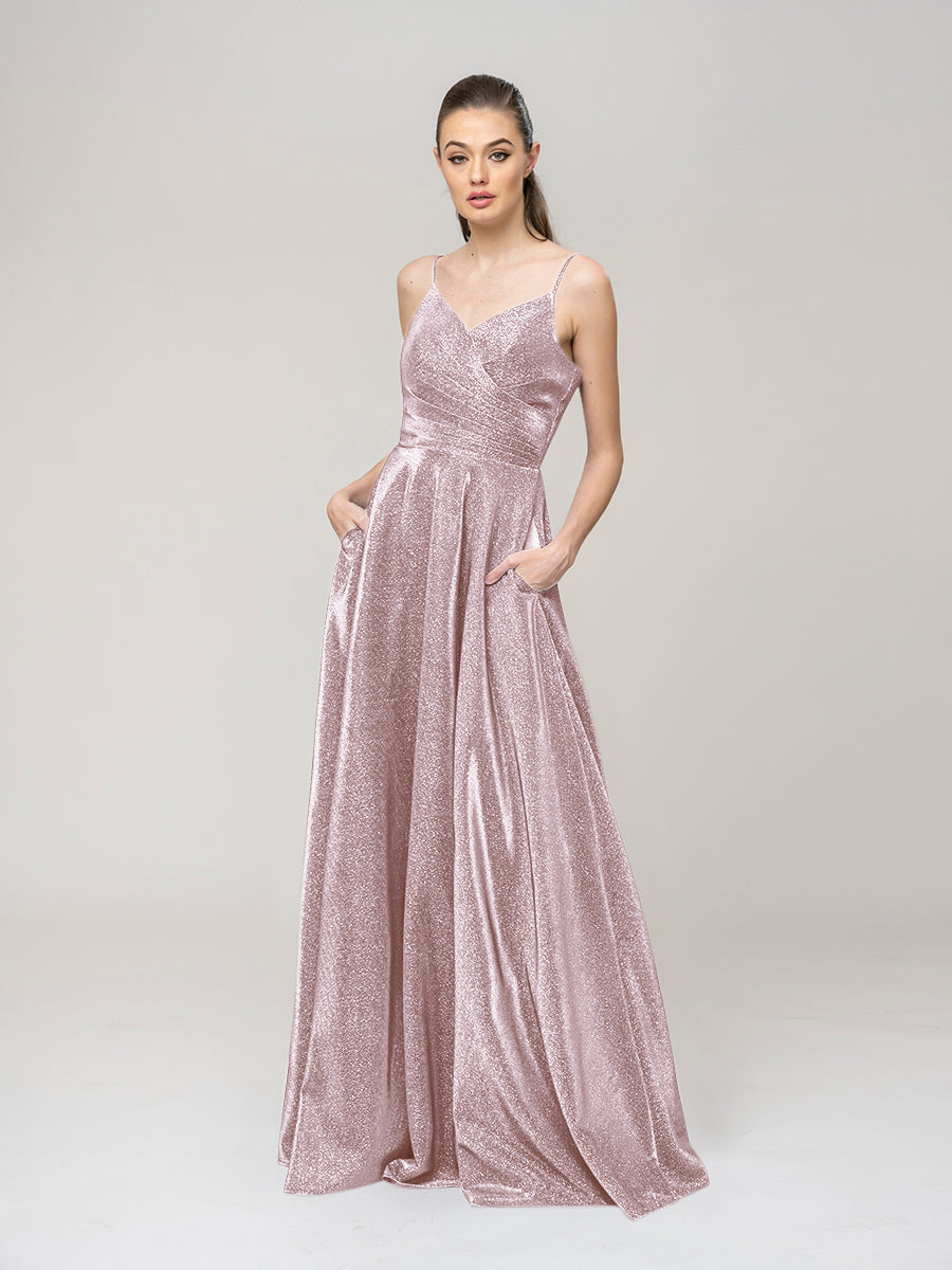 A Line V Neck Floor Length Special Occasion Party Dresses