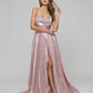 Pockets A Line Halter Prom Dresses With Criss Cross Back