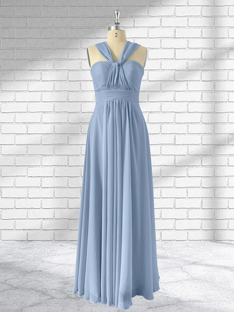 Floor Length Chiffon A Line Convertible Bridesmaid Dresses