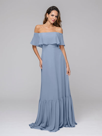 Bohemia A Line Chiffon Off The Shoulder Bridesmaid Dresses