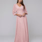 3/4 Lantern Sleeve V Neck Chiffon A Line Bridesmaid Dresses