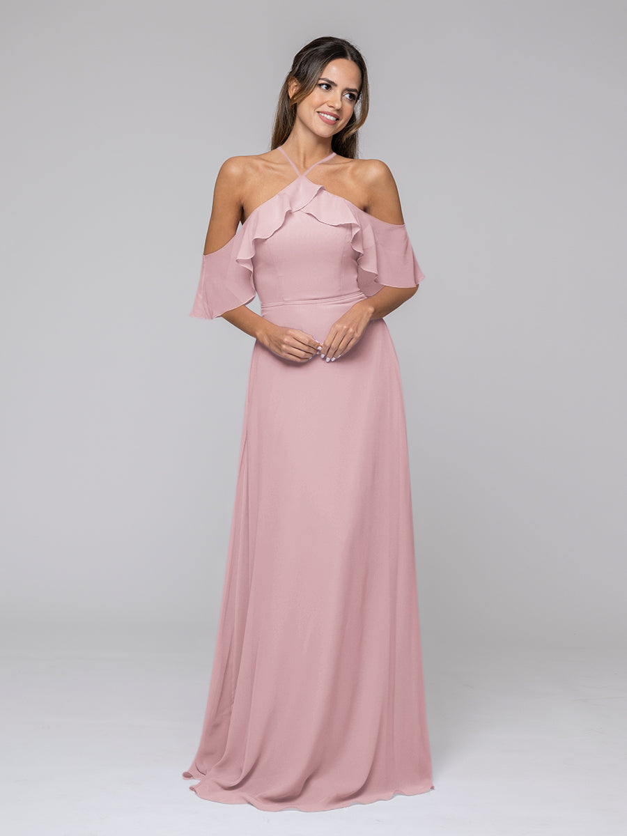 dusty rose chiffon bridesmaid dresses