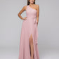 One Shoulder Slit Chiffon Bridesmaid Dresses With Sash