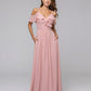 Cold Shoulder Open Back Chiffon Ruffles Long Bridesmaid Dresses