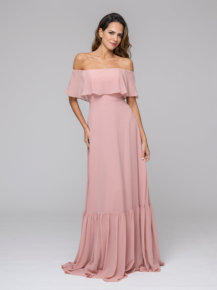 Bohemia A Line Chiffon Off The Shoulder Bridesmaid Dresses