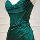Emerald Floor Length Corset Prom Dresses With Side Slit