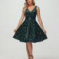 Straps V Neck Velvet Sequin A Line Homecoming Dresses