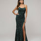 Scoop Neckline Long Sequin Prom Gown With Side Split