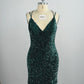 Velvet Sequin V Neck Tight Homecoming Dresses With Criss Corss Back