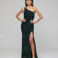  Side Split One Shoulder Fitted Prom Gown