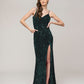 Spaghetti Strap Open Back Sequin Fitted Prom Dresses