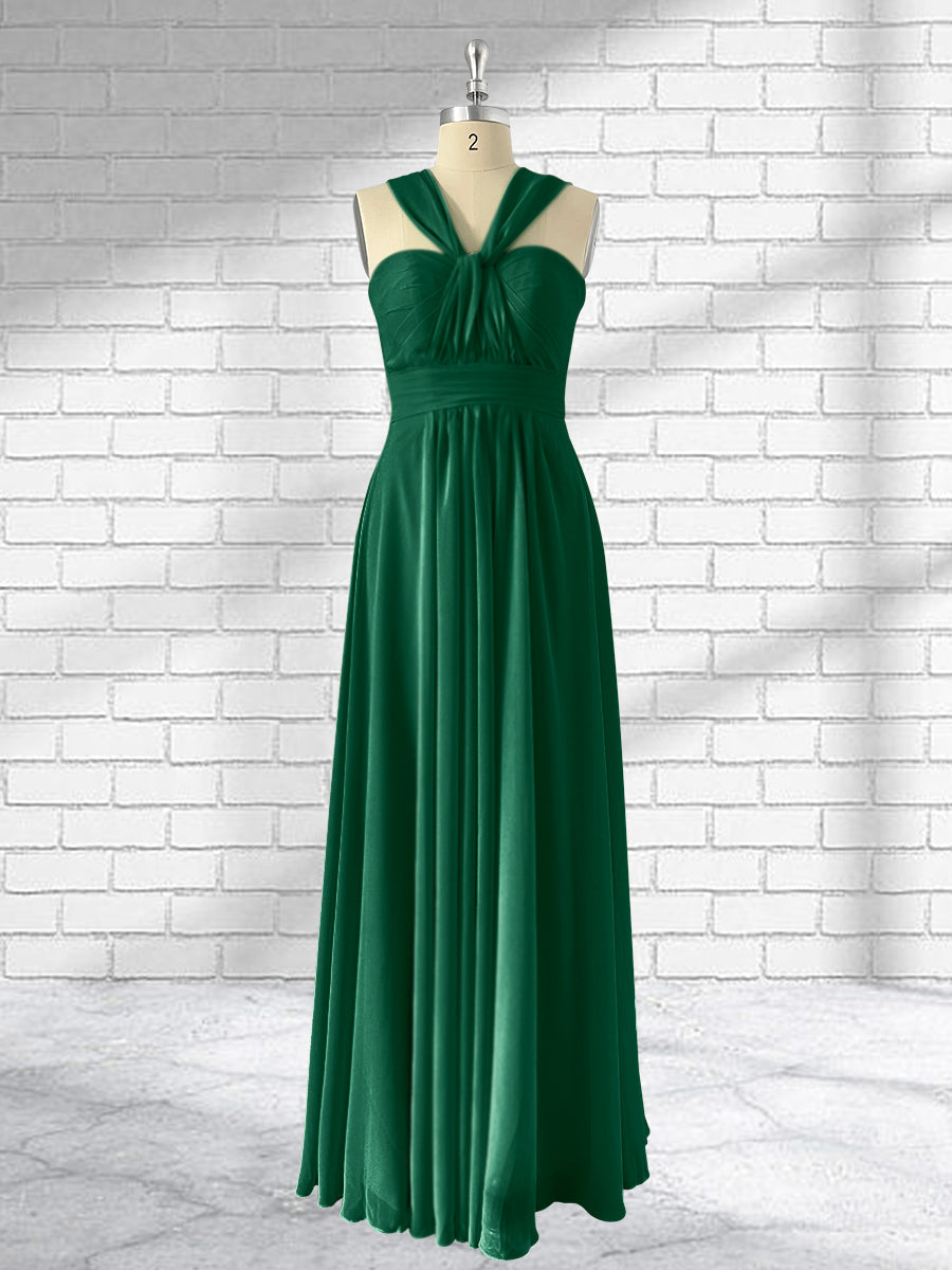 Floor Length Chiffon A Line Convertible Bridesmaid Dresses